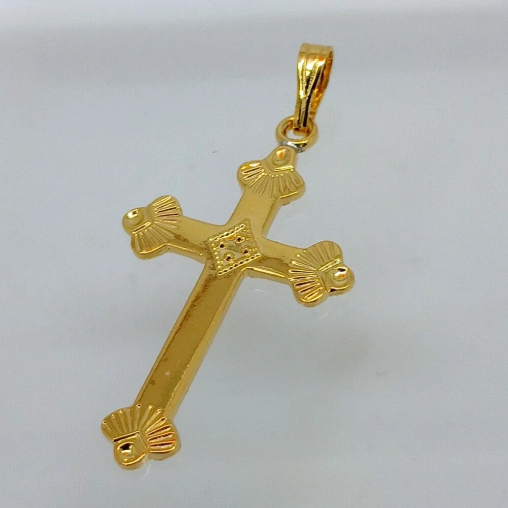 Karatbond Vintage Y2K Gold Ornate Cross Necklace Pendant Made in USA NOS Faith‎